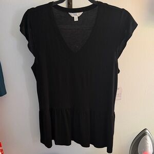 Time and Tru Black V-Neck Blouse